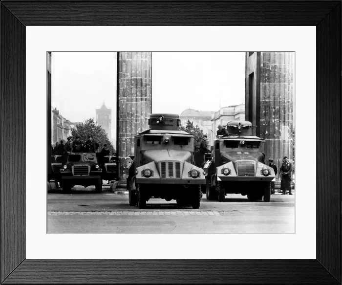 Framed Print : Members of the People's Army barricade the Brandenburg Gate with water-throwers, Berlin, Germany. 1961. Courtesy: CSU Archives / Everett Collection