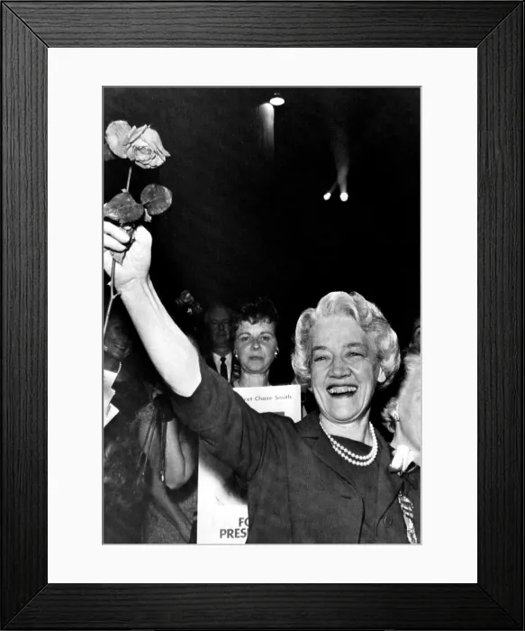 Framed Print : Senator Margaret Chase Smith waves to the crowd after being nomiated for president in 1964. Courtesy: CSU Archives / Everett Collection