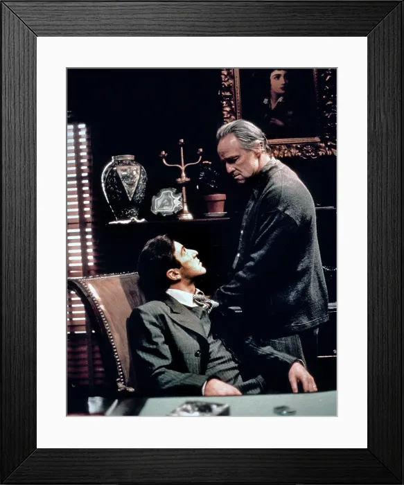 Framed Print : THE GODFATHER, Al Pacino, Marlon Brando, 1972 Framed Print : THE GODFATHER, Al Pacino, Marlon Brando, 1972