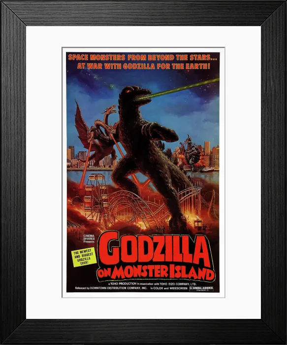 Framed Print : GODZILLA ON MONSTER ISLAND, (aka GODZILLA VS. GIGAN, aka CHIKYU KOGEKI MEIREI: GOJIRA TAI GAIGAN), US poster art, 1972