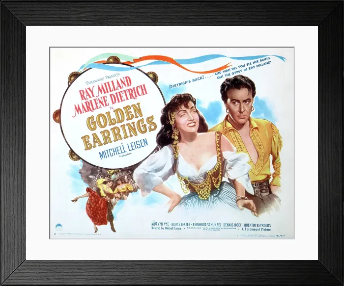 Framed Print : GOLDEN EARRINGS, Marlene Dietrich, Ray Milland, 1947 Framed Print : GOLDEN EARRINGS, Marlene Dietrich, Ray Milland, 1947