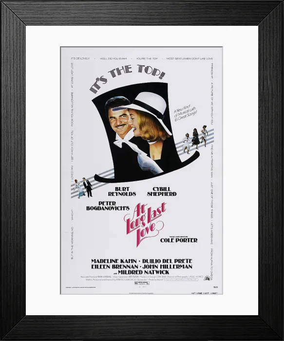 Framed Print : AT LONG LAST LOVE, US poster art, Burt Reynolds, Cybill Shepherd, 1975, TM and Copyright 20th Century Fox Film Corp. All rights reserved. / courtesy Everett Collection