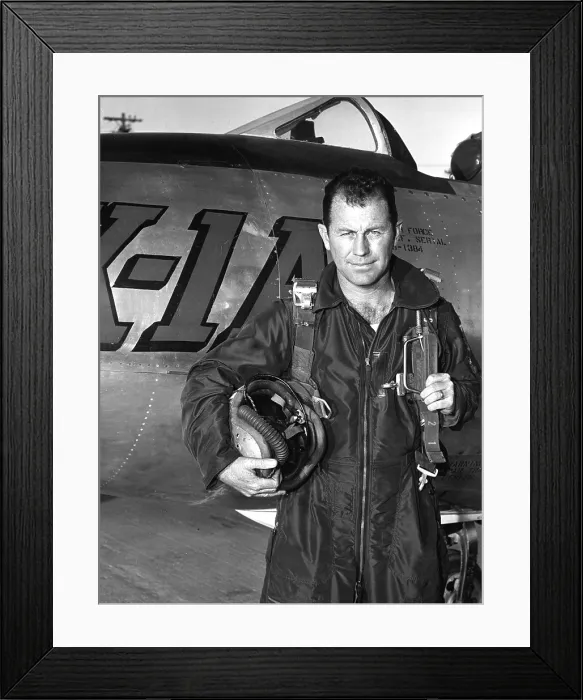 Framed Print : CHUCK YEAGER, with Bell X-1A in which he set a speed record of 1650 mph. Courtesy: CSU Archives  /  Everett Collection