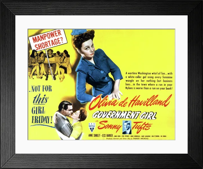 Framed Print : GOVERNMENT GIRL, Olivia de Havilland, Sonny Tufts, 1943