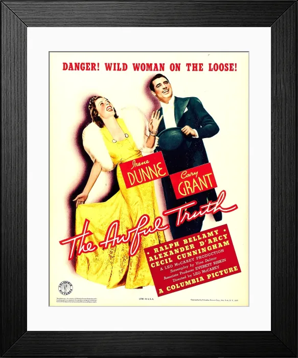Framed Print : AWFUL TRUTH, from left: Irene Dunne, Cary Grant on window card, 1937 Framed Print : AWFUL TRUTH, from left: Irene Dunne, Cary Grant on window card, 1937