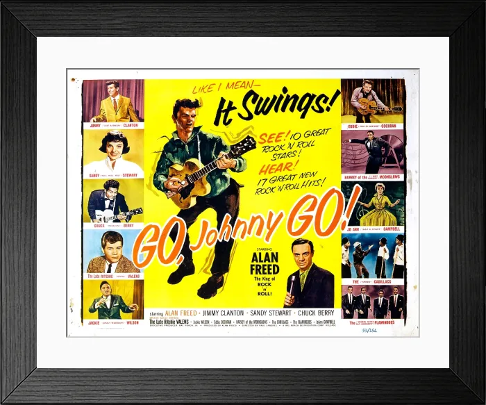 Framed Print : GO, JOHNNY, GO!, Jimmy Clanton, Sandy Stewart, Chuck Berry, Ritchie Valens, Jackie Wilson, Eddie Cochran, Harvey Fuqua, Jo-Ann Campbell, The Cadillacs, The Flamingoes, Alan Freed