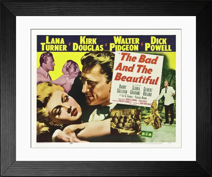 Framed Print : THE BAD AND THE BEAUTIFUL, from left: Kirk Douglas, Lan Turner, Lana Turner, Kirk Douglas, far right: Kirk Douglas, 1952