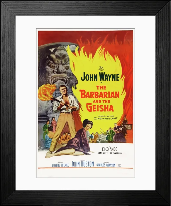 Framed Print : THE BARBARIAN AND THE GEISHA, from left: John Wayne, Eiko Ando, 1958, TM and Copyright 20th Century Fox Film Corp. All rights reserved. / courtesy Everett Collection Framed Print : THE BARBARIAN AND THE GEISHA, from left: John Wayne, Eiko Ando, 1958, TM and Copyright 20th Century Fox Film Corp. All rights reserved. / courtesy Everett Collection