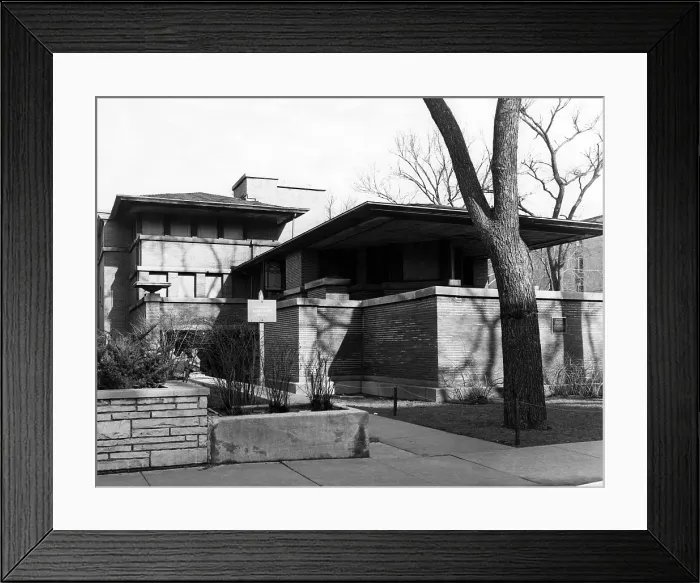 Framed Print : The Robie House, designed by Frank Lloyd Wright, Chicago, Illinois, circa 1965. Courtesy: CSU Archives / Everett Collection Framed Print : The Robie House, designed by Frank Lloyd Wright, Chicago, Illinois, circa 1965. Courtesy: CSU Archives / Everett Collection