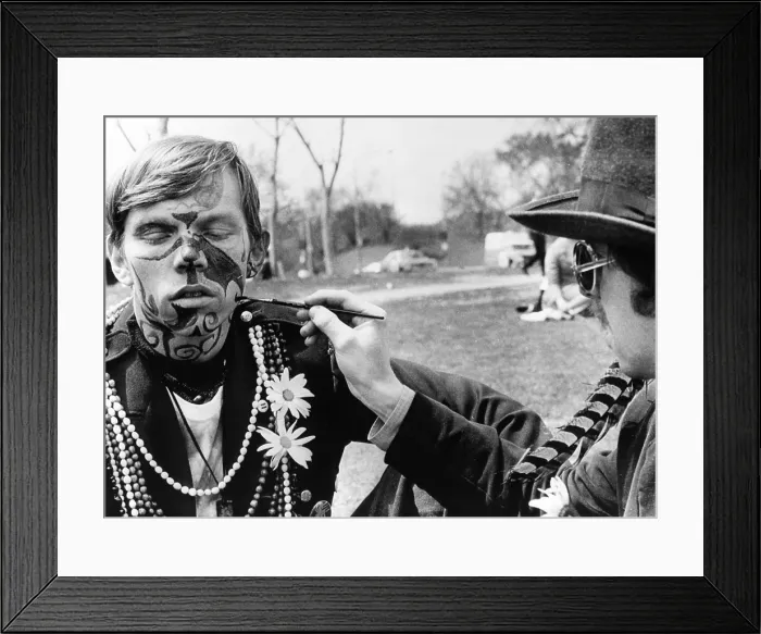 Framed Print : Hippie having his face painted, Chicago, 1967. Courtesy: CSU Archives  /  Everett Collection