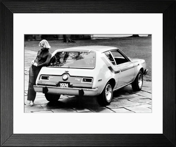 Framed Print : American Motors The Gremlin, the first US built two-door subcompact car, with a hatchback & rear lift-gate, 1974 model. Courtesy: CSU Archives / Everett Collection
