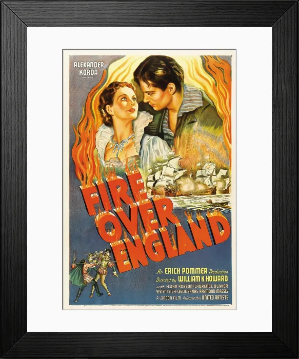 Framed Print : FIRE OVER ENGLAND, Flora Robson, Laurence Olivier, 1937, poster art Framed Print : FIRE OVER ENGLAND, Flora Robson, Laurence Olivier, 1937, poster art