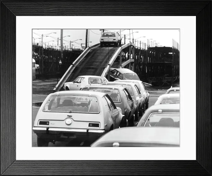 Framed Print : American Motors Corporation releasing the 1974 model of The Gremlin, January 21, 1974. Courtesy: CSU Archives / Everett Collection