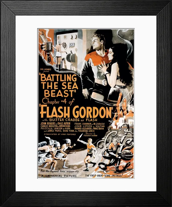 Framed Print : FLASH GORDON, Larry Buster Crabbe in Chapter 4: Battling The Sea Beast, 1936