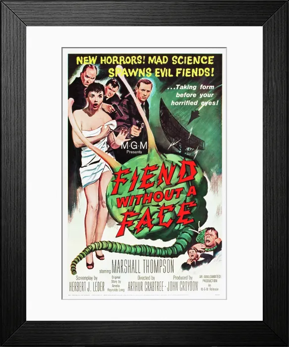 Framed Print : FIEND WITHOUT A FACE, Kim Parker (in towel), far right: Marshall Thompson, 1958