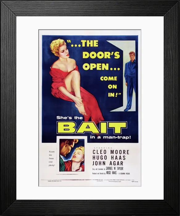 Framed Print : BAIT, top from left: Cleo Moore, John Agar, bottom right: Cleo Moore, 1954 Framed Print : BAIT, top from left: Cleo Moore, John Agar, bottom right: Cleo Moore, 1954