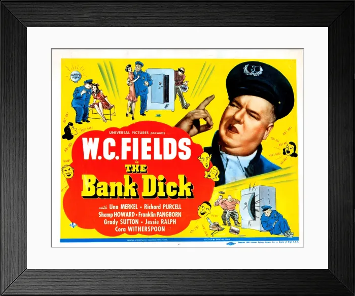 Framed Print : THE BANK DICK, US poster, right: W.C. Fields on title card, 1940 Framed Print : THE BANK DICK, US poster, right: W.C. Fields on title card, 1940