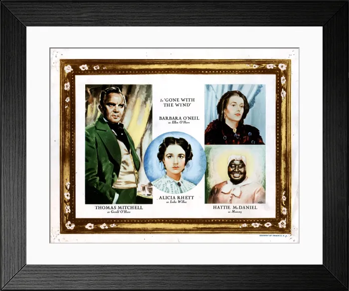 Framed Print : GONE WITH THE WIND, from left, Thomas Mitchell, Alicia Rhett, Barbara O'Neil, Hattie McDaniel, 1939