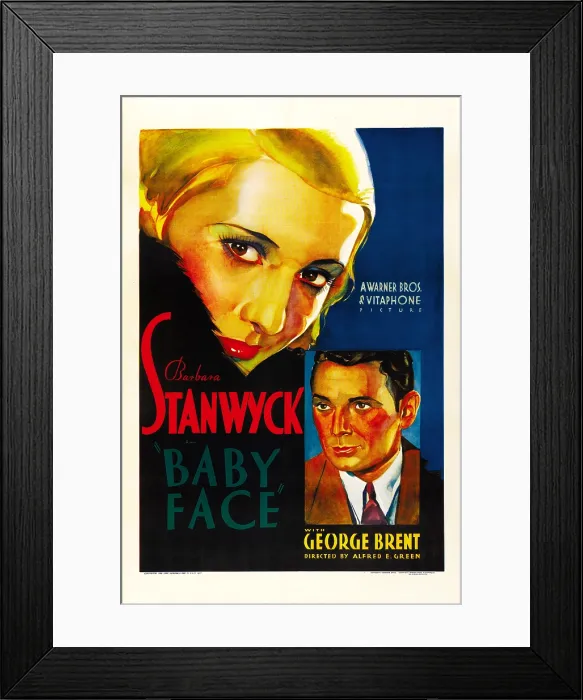 Framed Print : BABY FACE, poster art, from left: Barbara Stanwyck, George Brent, 1933 Framed Print : BABY FACE, poster art, from left: Barbara Stanwyck, George Brent, 1933