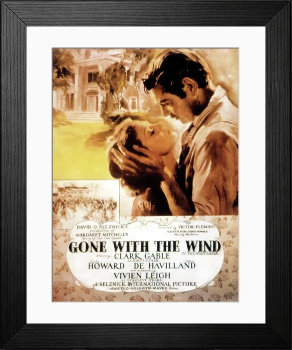 Framed Print : GONE WITH THE WIND, (poster art), Vivien Leigh, Clark Gable, 1939