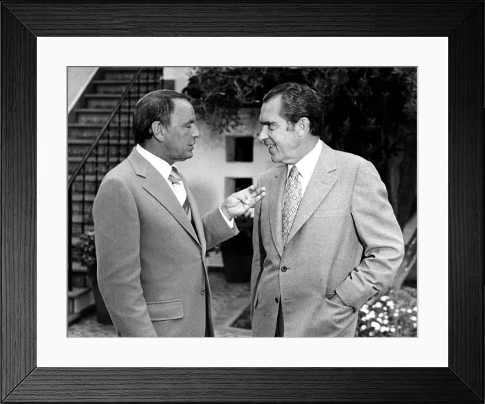 Framed Print : Frank Sinatra and President Richard Nixon at the Western White House, San Clemente, CA 1972. Courtesy: CSU Archives / Everett Collection Framed Print : Frank Sinatra and President Richard Nixon at the Western White House, San Clemente, CA 1972. Courtesy: CSU Archives / Everett Collection