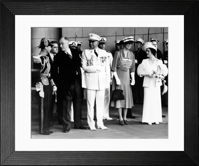 Framed Print : Front row, L-R: King George VI, President Franklin D. Roosevelt, General Edwin M