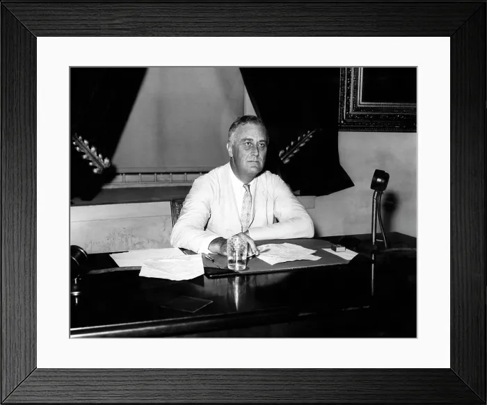 Framed Print : President Franklin D. Roosevelt (1882-1945), in the Oval Office, circa 1933. Courtesy: CSU Archives / Everett Collection