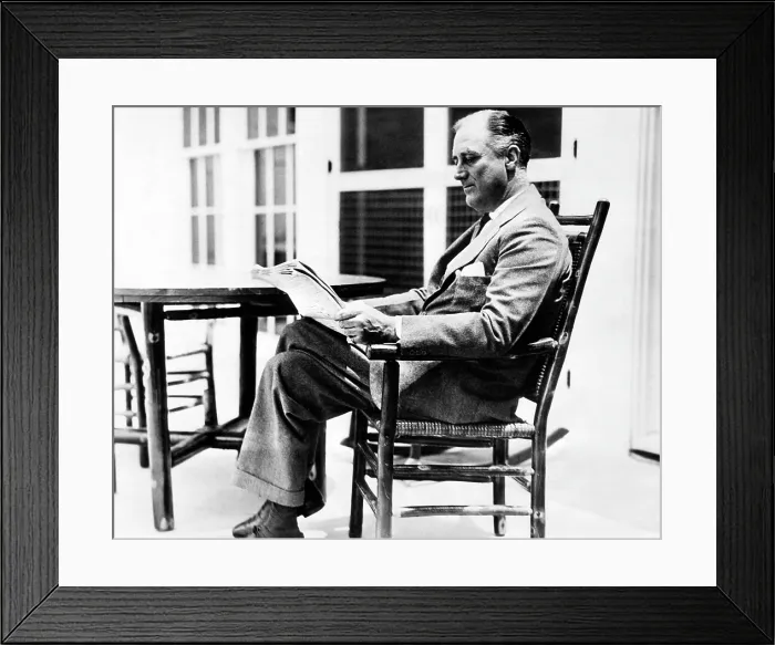 Framed Print : Governor (and future President of the U.S.) Franklin D. Roosevelt (1882-1945), on the porch of his home in Warm Springs, Georgia, May 1932