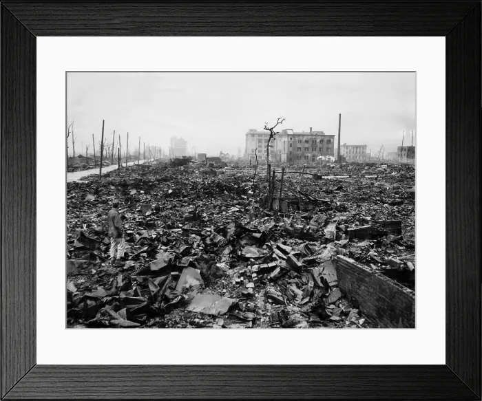 Framed Print : Destruction of tin and rubble in Hiroshima as a result of the first atomic bomb. ca 1945. Courtesy: CSU Archives / Everett Collection Framed Print : Destruction of tin and rubble in Hiroshima as a result of the first atomic bomb. ca 1945. Courtesy: CSU Archives / Everett Collection
