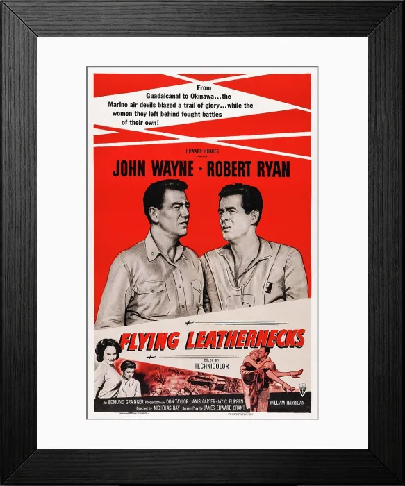 Framed Print : FLYING LEATHERNECKS, top from left: John Wayne, Robert Ryan on 1956 reissue poster, 1951