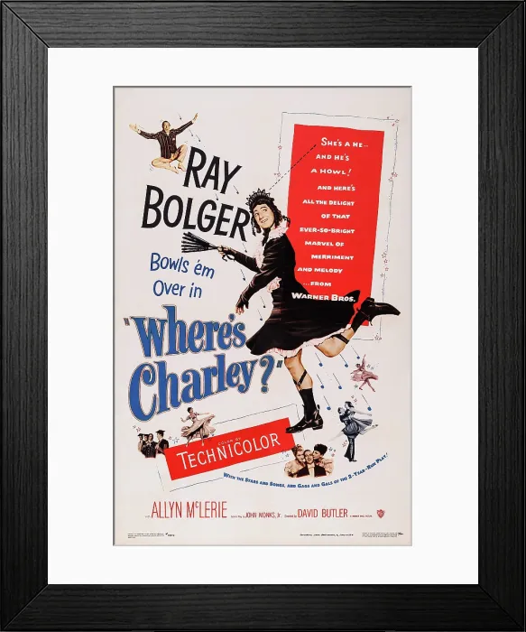 Framed Print : WHERE'S CHARLEY?, US poster art, Ray Bolger, 1952