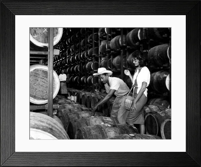 Framed Print : Oak casks of Jamaican Rum. ca 1960s. Courtesy: CSU Archives / Everett Collection