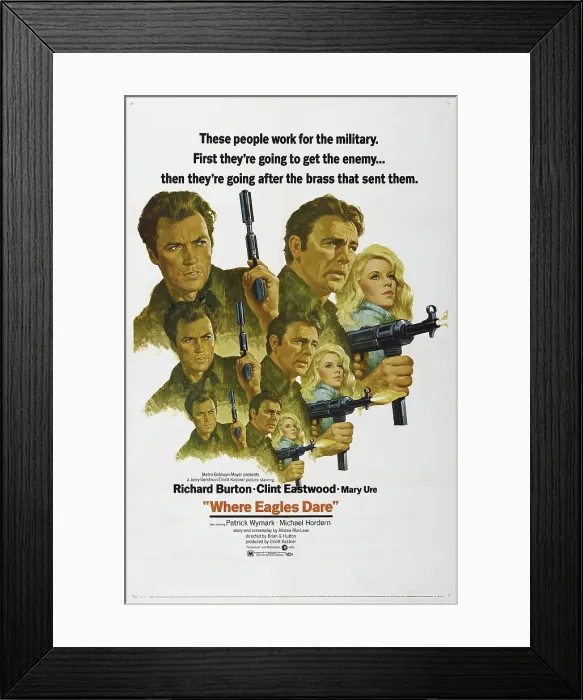 Framed Print : WHERE EAGLES DARE, from left: Clint Eastwood, Richard Burton, Mary Ure, 1968 Framed Print : WHERE EAGLES DARE, from left: Clint Eastwood, Richard Burton, Mary Ure, 1968