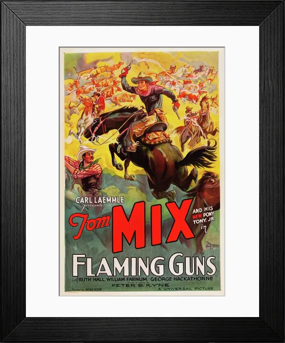 Framed Print : FLAMING GUNS, US poster art, Tom Mix, 1932