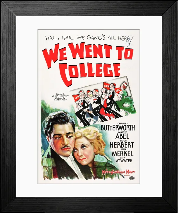 Framed Print : WE WENT TO COLLEGE, US poster art, from left: Walter Abel, Una Merkel, 1936 Framed Print : WE WENT TO COLLEGE, US poster art, from left: Walter Abel, Una Merkel, 1936