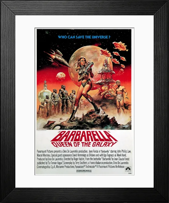 Framed Print : BARBARELLA (aka BARBARELLA: QUEEN OF THE GALAXY), Jane Fonda in 1977 reissue poster art, 1968 Framed Print : BARBARELLA (aka BARBARELLA: QUEEN OF THE GALAXY), Jane Fonda in 1977 reissue poster art, 1968