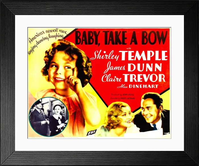 Framed Print : BABY, TAKE A BOW, Shirley Temple, Claire Trevor, James Dunn, 1934, TM and Copyright 20th Century Fox Film Corp. All rights reserved. / courtesy Everett Collection Framed Print : BABY, TAKE A BOW, Shirley Temple, Claire Trevor, James Dunn, 1934, TM and Copyright 20th Century Fox Film Corp. All rights reserved. / courtesy Everett Collection