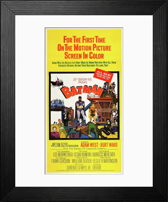 Framed Print : BATMAN (aka BATMAN: THE MOVIE), Cesar Romero, Frank Gorshin, Burgess Meredith, Adam West, Burt Ward, Lee Meriwether, 1966, TM and Copyright 20th Century Fox Film Corp Framed Print : BATMAN (aka BATMAN: THE MOVIE), Cesar Romero, Frank Gorshin, Burgess Meredith, Adam West, Burt Ward, Lee Meriwether, 1966, TM and Copyright 20th Century Fox Film Corp