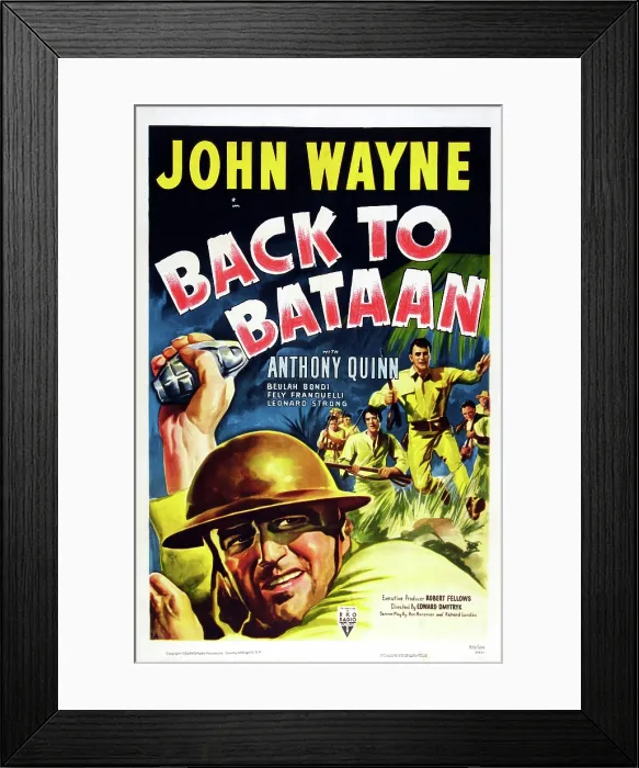 Framed Print : BACK TO BATAAN, US poster art, John Wayne, 1945