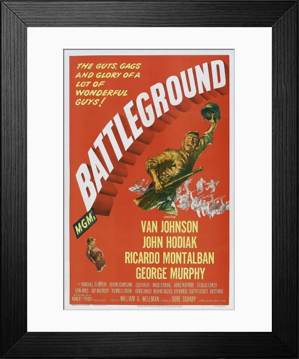 Framed Print : BATTLEGROUND, US poster art, Van Johnson, 1949 Framed Print : BATTLEGROUND, US poster art, Van Johnson, 1949