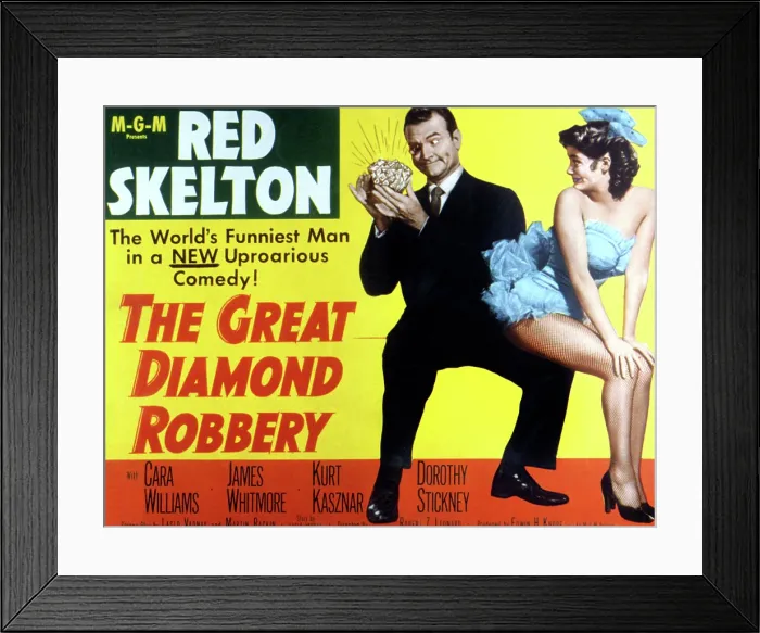 Framed Print : THE GREAT DIAMOND ROBBERY, Red Skelton, Cara Williams, 1953 Framed Print : THE GREAT DIAMOND ROBBERY, Red Skelton, Cara Williams, 1953