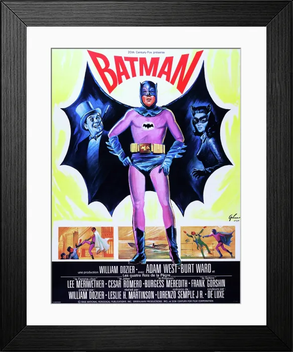 Framed Print : BATMAN (aka BATMAN: THE MOVIE), US poster art, from left: Burgess Meredith, Adam West, Lee Meriwether, 1966, TM and Copyright 20th Century Fox Film Corp Framed Print : BATMAN (aka BATMAN: THE MOVIE), US poster art, from left: Burgess Meredith, Adam West, Lee Meriwether, 1966, TM and Copyright 20th Century Fox Film Corp