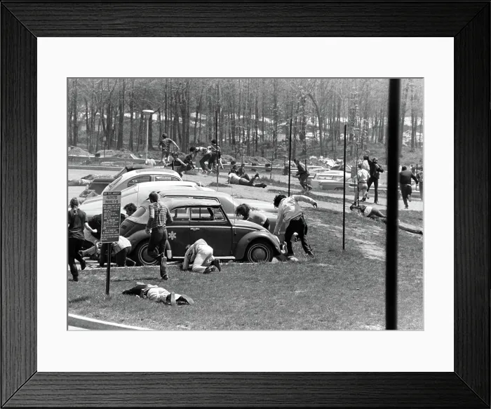 Framed Print : Students running away from the firing at Kent State, May 1970. Courtesy: CSU Archives  /  Everett Collection