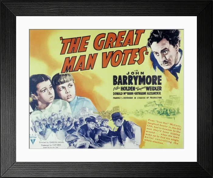 Framed Print : THE GREAT MAN VOTES, Virginia Weidler, Peter Holden, John Barrymore, 1939