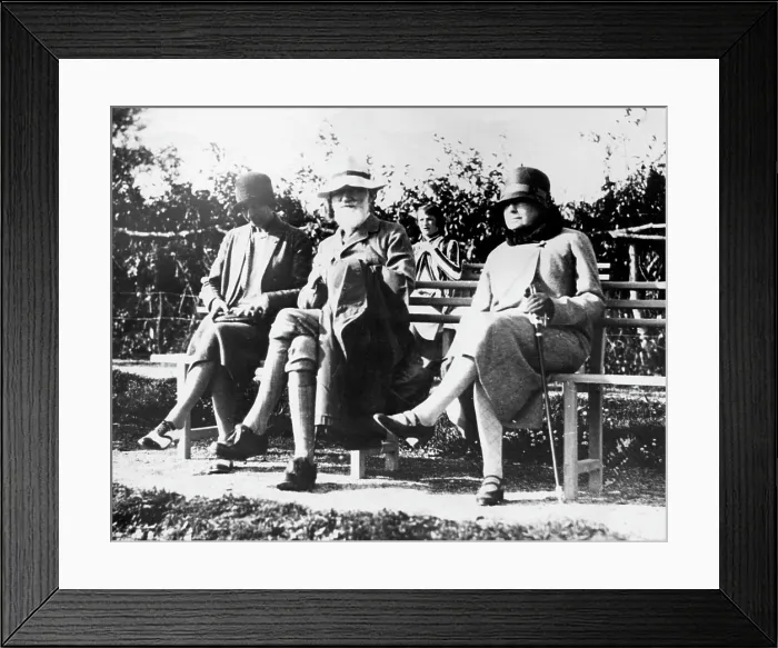 Framed Print : Irish author and playwright George Bernard Shaw (center), on vacation with his wife Charlotte-Payne Townhend (far left), on the Isle of Brijuni, Croatia, c. 1910's