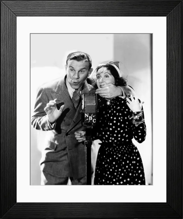 Framed Print : George Burns and Gracie Allen recording a N.B.C. radio show, 1937, Courtesy: CSU Archives / Everett Collection