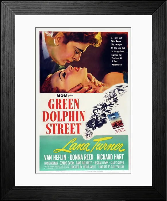 Framed Print : GREEN DOLPHIN STREET, US poster art, Richard Hart, Lana Turner, Van Heflin, 1947 Framed Print : GREEN DOLPHIN STREET, US poster art, Richard Hart, Lana Turner, Van Heflin, 1947