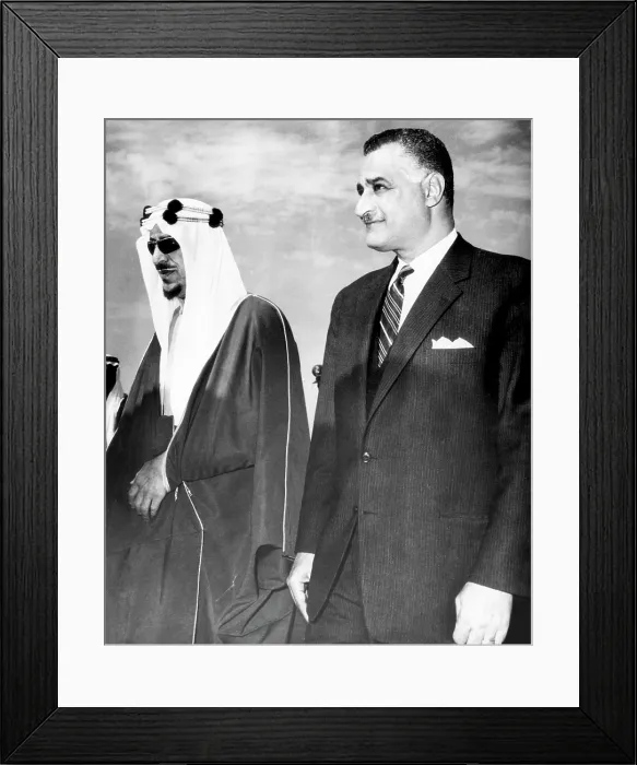 Framed Print : King Saud of Saudi Arabia, President of the United Arab Republic Gamal Abdel Nasser, meeting in Cairo, Egypt, 1964.. Courtesy: CSU Archives / Everett Collection Framed Print : King Saud of Saudi Arabia, President of the United Arab Republic Gamal Abdel Nasser, meeting in Cairo, Egypt, 1964.. Courtesy: CSU Archives / Everett Collection