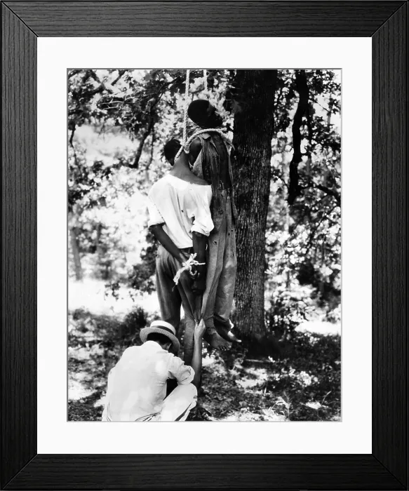 Framed Print : Lynching of two African American men, Bert Moore and Dooley Morton, both accused of two attacks on white women