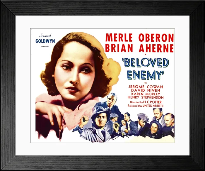 Framed Print : BELOVED ENEMY, left: Merle Oberon, bottom left: Brian Aherne, 1936